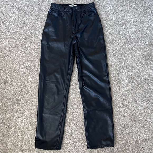 Abercrombie and Fitch Ankle Straight Ultra High Rise Vegan Leather Pants Size 27 - Picture 5 of 15